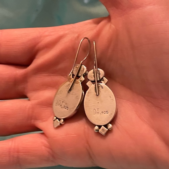 DTR Jay King Sterling Silver 925 Tiger Eye and MOP Dangle Drop Earrings - Picture 3 of 7